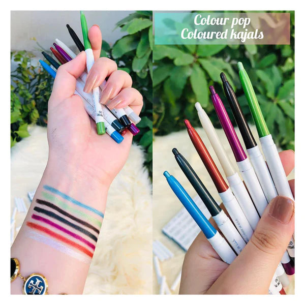 Set Of 7 Creamy Twist Gel Eyeliner, Color Pop Kajal, Intense Gel Eyeliner, Gel Eyeliner Pencil Set Of 7 Creamy Twist Gel Eyeliner, Color Pop Kajal, Intense Gel Eyeliner, Gel Eyeliner Pencil